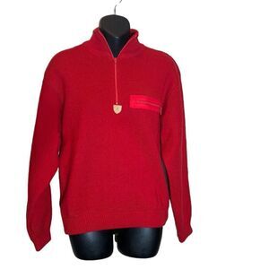 Vintage Patagonia red fleece lined knit pullover quarter zip sweater xs cherry